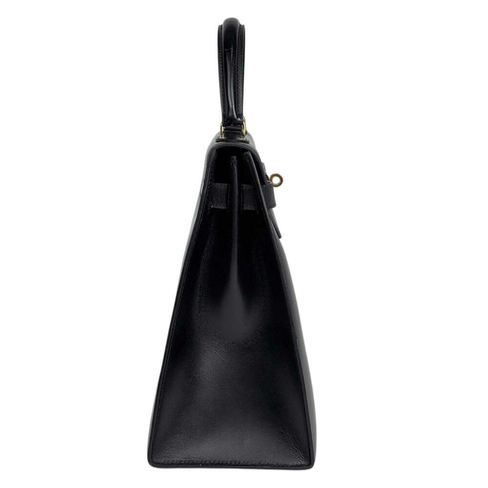 Hermes Kelly 32, external stitching, handbag, box calf leather, black, women's. - Picture 4 of 15